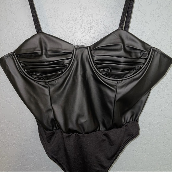 Black Faux Leather Bodysuit - Picture 10 of 11